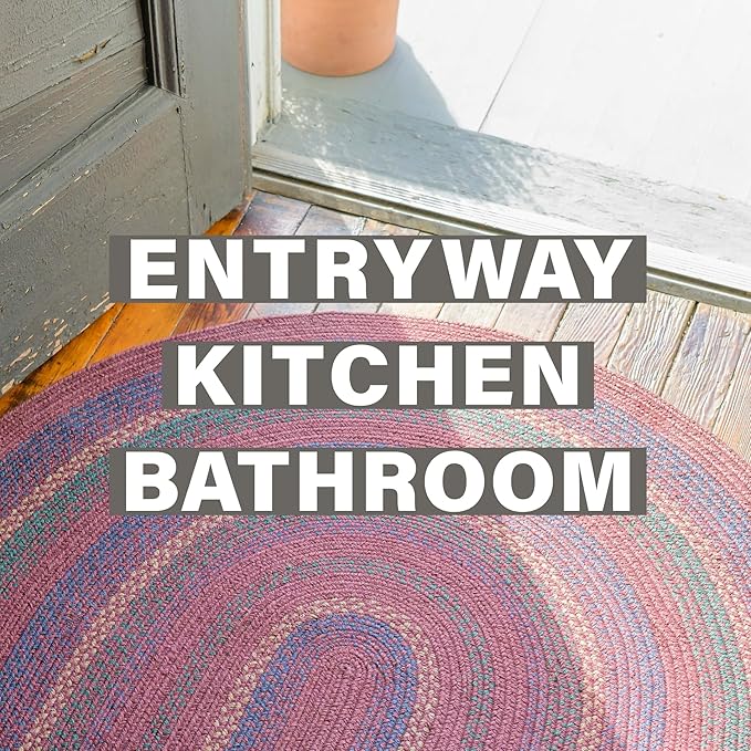Jamestown Burgundy Small Braided Rug, Jute, 2x3' Rectangle - Rustic Primitive Decor for Kitchen, Bathroom, Everywhere
