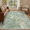 Abstract Rug 5x7 Machine Washable Area Indoor Green Low Pile Non-Slip Foldable by Soalmost