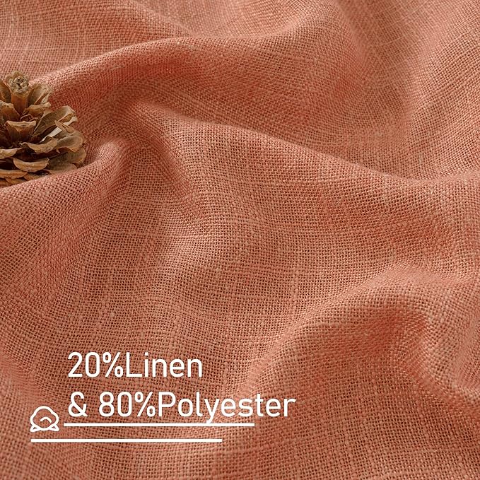 LAMIT Terracotta Linen Sheer Curtains 80 Inch Length - Image 3