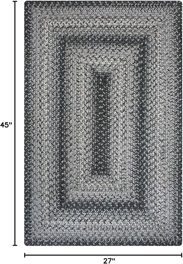 Homespice Flint Hill Jute Braided Rugs 27x45 - Gray Country Kitchen Rugs for Primitive Decor