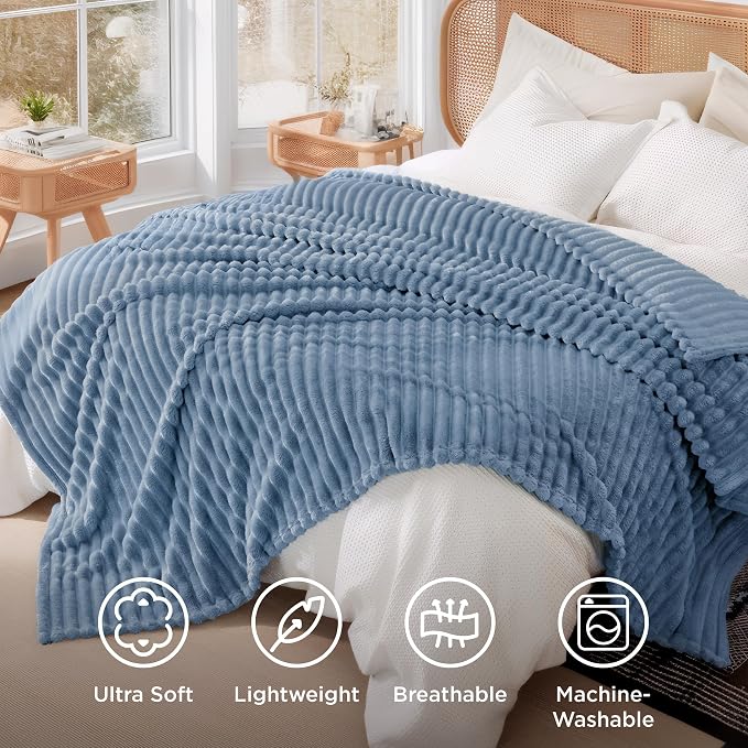 Bedsure GentleSoft Blue California King Size Blanket - Image 5