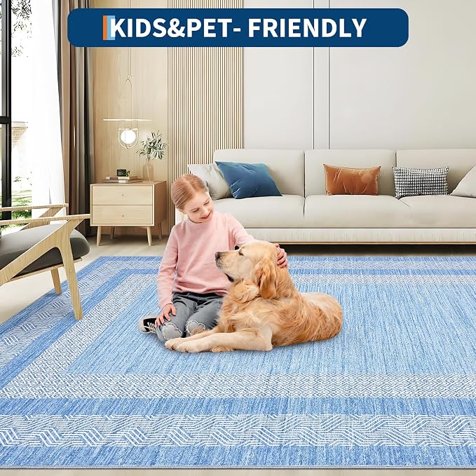 GarveeHome 2x6 Modern Bordered Runner Rug Soft Non Slip Washable Floor Carpet - Image 7