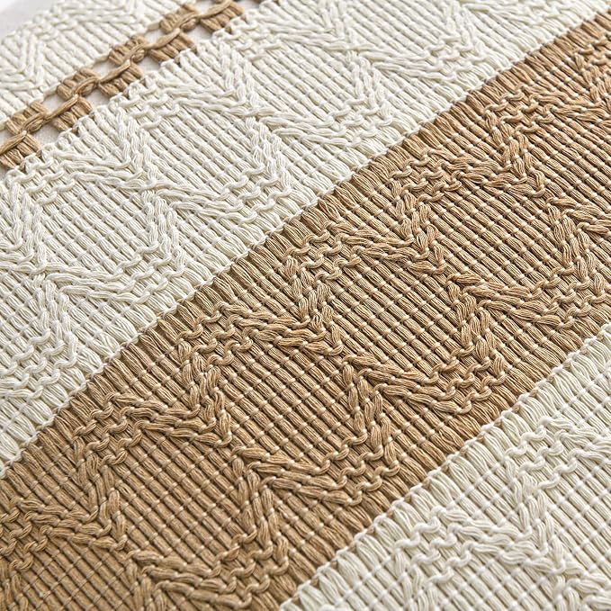 Fancy Homi Set of 1 Neutral Tan Lumbar Decorative Throw Pillow Cover 12x20 Inch - Image 4