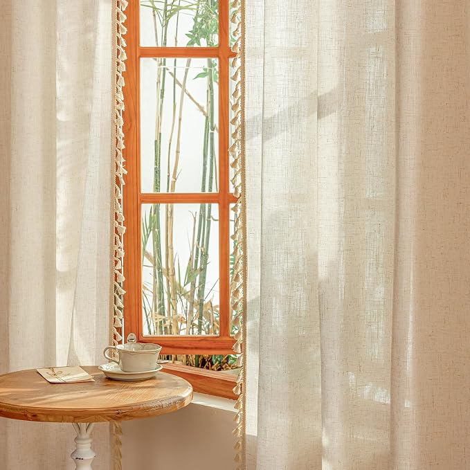 MYSKY HOME Linen Sheer Curtains 63 Inch Length - Image 5