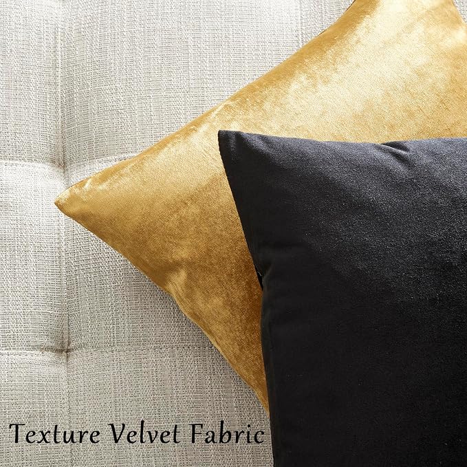 GIGIZAZA Black Velvet Pillow Covers 20x20, Decorative Square Throw Pillows - Image 6