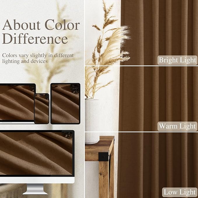Tobacco Brown Linen Curtains 108 Inches - Image 3