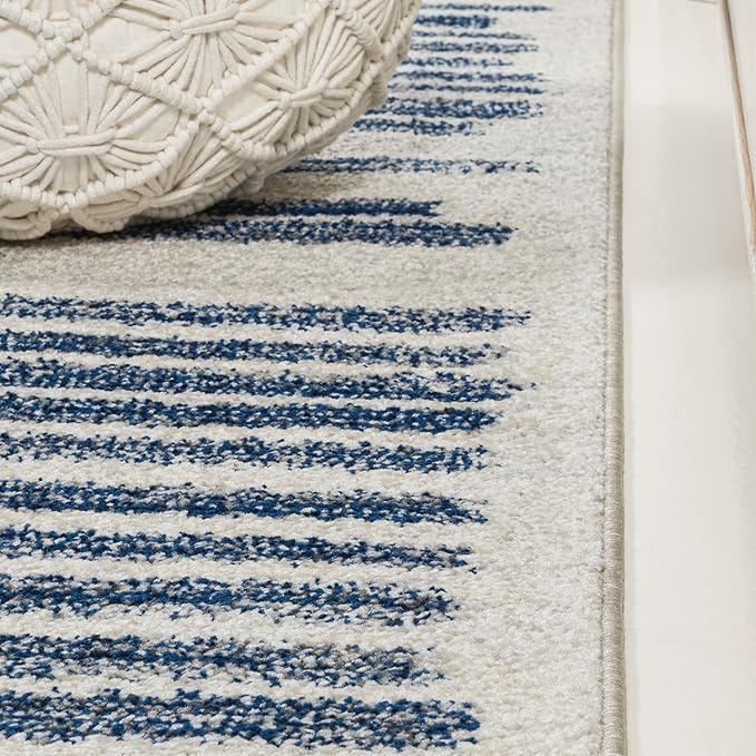 JONATHAN Y Khalil Modern Berber Stripe Cream/Navy Indoor Area Rug, 5x8, Contemporary, Bohemian, Easy-Cleaning for Living Room, Bedroom, Kitchen, Pet Friendly, Non-Shedding (MOH207E-5)