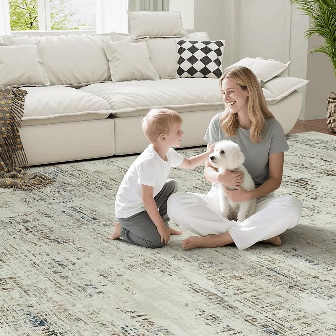 8x10 Area Rugs for Living Room Washable Rug: Anti-Skid Abstract Modern Living - Image 7
