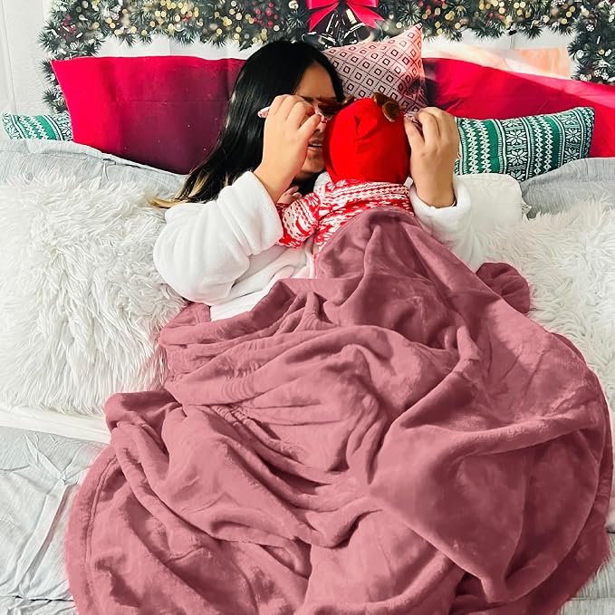Bedsure GentleSoft Fleece Bed Blankets Queen Size Dusty Rose - Image 6
