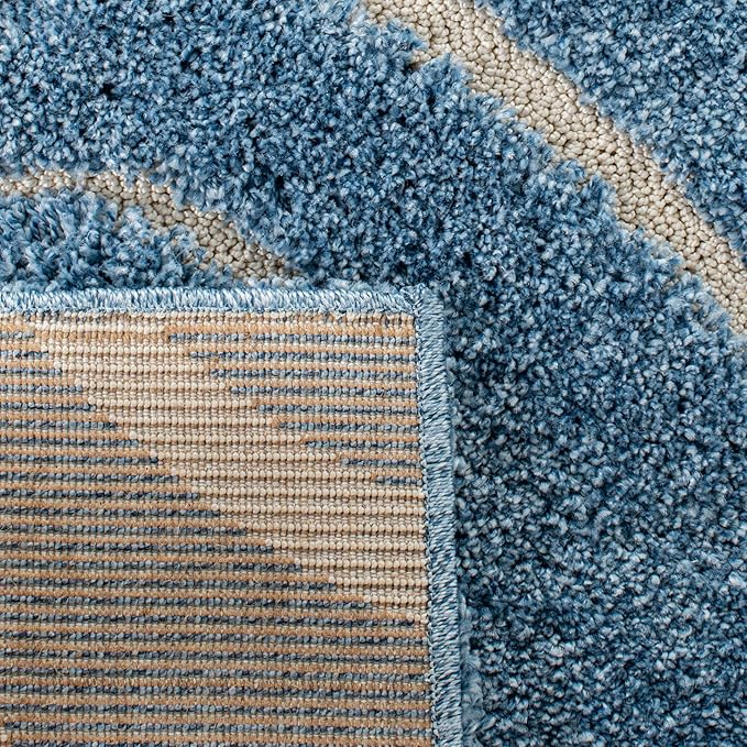 SAFAVIEH Florida Shag Collection Area Rug - 8'6" x 12', Light Blue & Cream, Scroll Design, Non-Shedding & Easy Care, 1.2-inch Thick Ideal for High Traffic Areas in Living Room, Bedroom (SG455-6011)