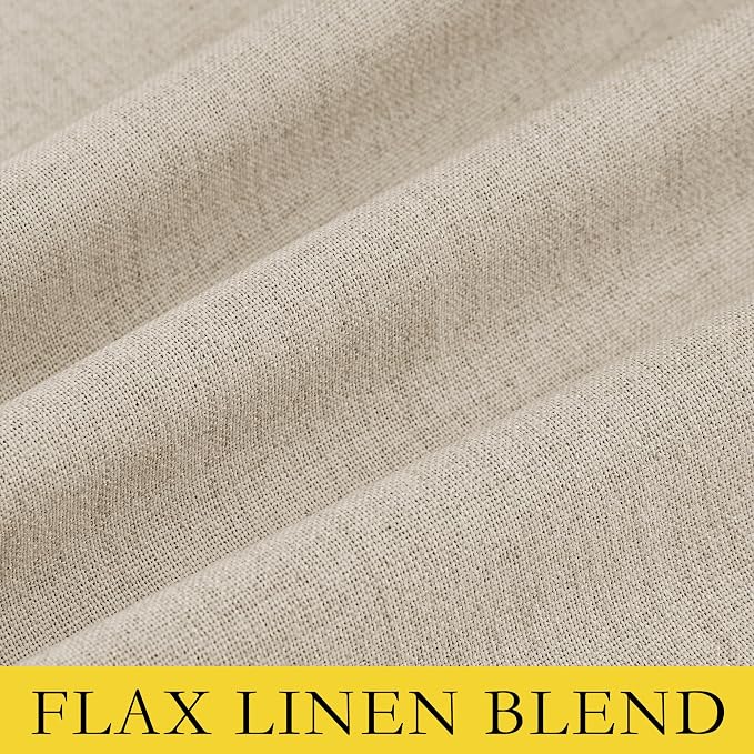 NICETOWN Cream Linen 100% Blackout Curtains 120 inches Length 2 Panels Set - Image 8