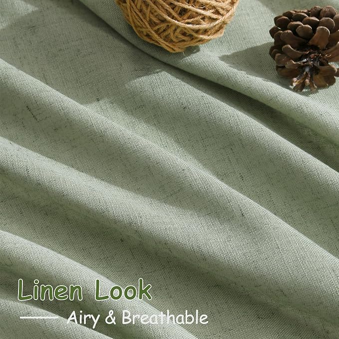 Nanspringt Light Sage Linen Semi Sheer Curtains 80 Inch Length - Image 5