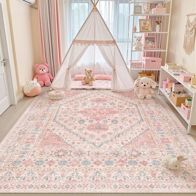 zesthome 9x12 Area Rugs for Girls Bedroom, Low Pile Machine Washable Rugs - Image 4