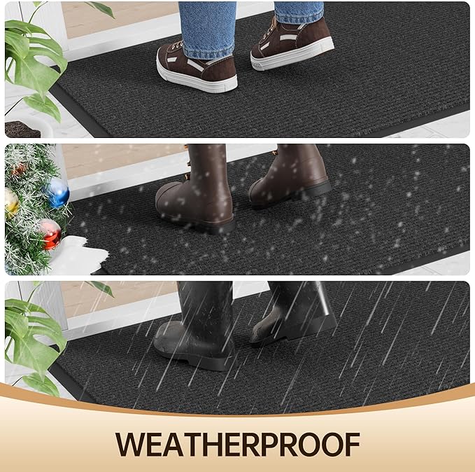 Amyracel Front Door Mat Indoor Outdoor Entrance, 36" x 48" All-Season Waterproof Heavy Duty Doormat for Outside Entry, Stain and Fade Resistant, Low Profile, Easy Clean Patio Entryway Mat