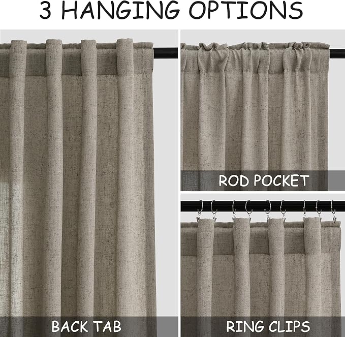Mocha Linen Curtains 96 Inches Long - Image 2