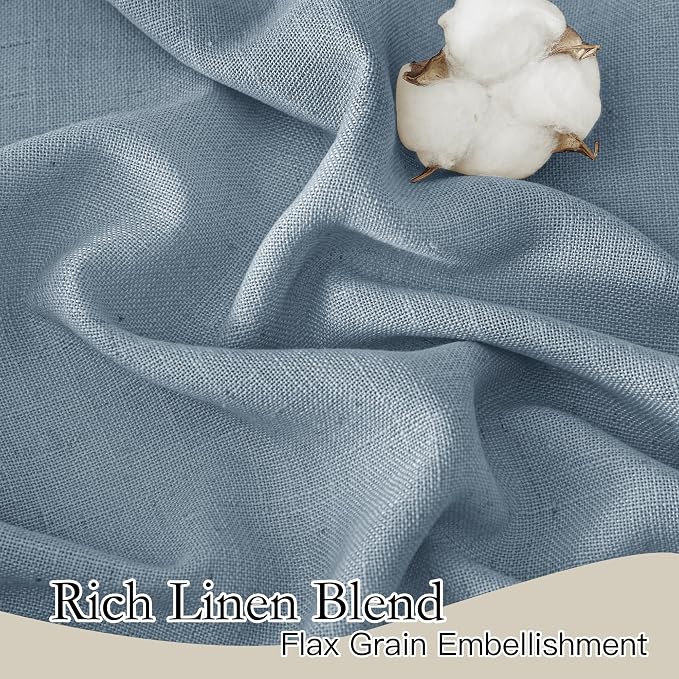 RYB HOME Sheer Curtains 84 inche Long, Dusty Blue Rod Pocket & Back Tab Light - Image 2