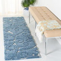 SAFAVIEH Florida Shag Collection Runner Rug - 2'3" x 21', Light Blue & Cream, Scroll Design, Non-Shedding & Easy Care, 1.2-inch Thick Ideal for High Traffic Areas in Living Room, Bedroom (SG455-6011)