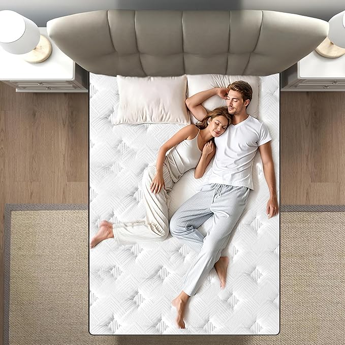 Full Size Mattress, 12 Inch 5-Zone Pocket Spring Hybrid Mattress with Gel Memory Foam for Pressure Relief & Peaceful Sleep, Medium Firm, Mattress in a Box