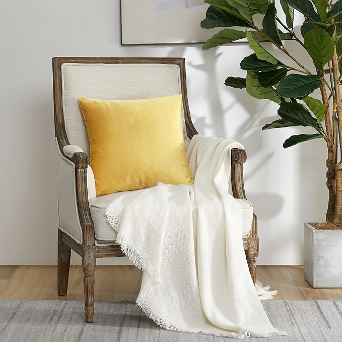 GIGIZAZA Yellow Velvet Decorative Throw Pillow Covers 20x20 inch - Image 7