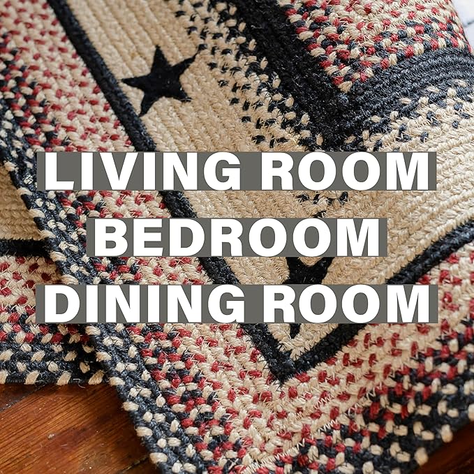 Homespice Gloucester Jute Black 4x6' Braided Area Rug for Living Room, Bedroom and Dining Room. Pet Friendly. Decor Styles- Farmhouse Rug, Rustic, Vintage, Cottage, Primitive, Country, Boho Rug