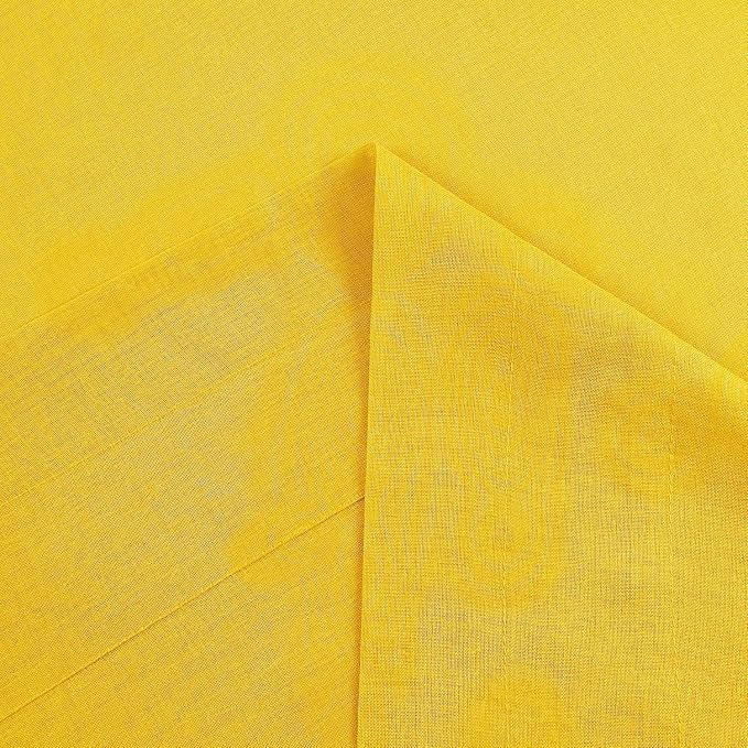 DWCN Yellow Sheer Curtains Semi Transparent Voile Rod Pocket Curtains - Image 4