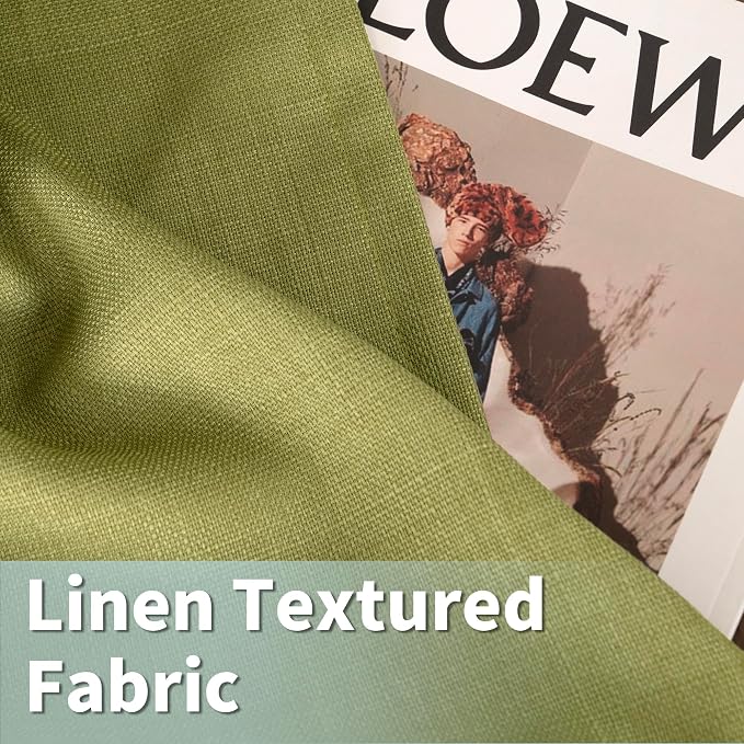 LAMIT Moss Green Linen Curtains 72 inches Long - Image 2