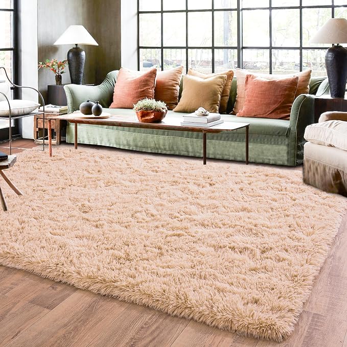 Camel Rugs for Bedroom, Soft Shaggy Modern Shag 4x6 Area Rug for Living Room - Image 8