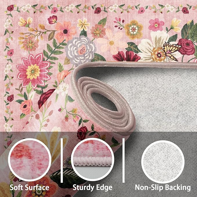 Pink Area Rugs 24x17 Inch Home Decor Entry Rug, Small Door Mat Bath Mats - Image 5