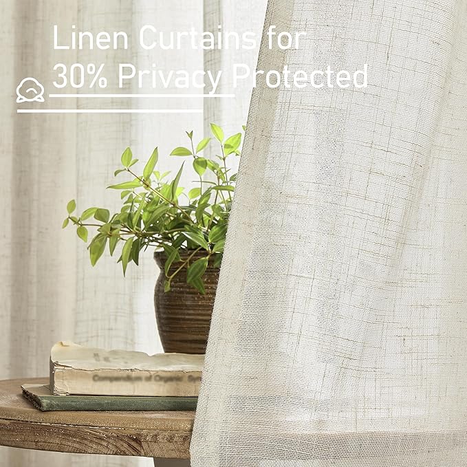 LAMIT Short Kitchen Linen Curtains 24 Inch Length - Image 5