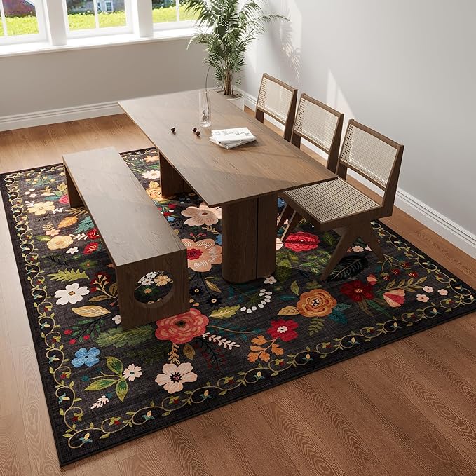 Rugcomf Living Room Rug 6x9 Rug Machine Washable Boho Area Rug Non Slip Floral - Image 6