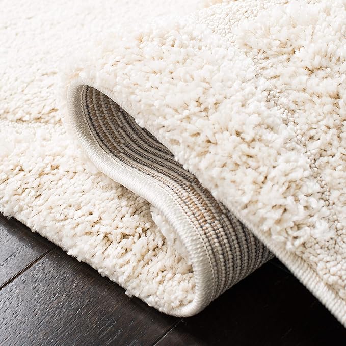 SAFAVIEH Florida Shag Collection Accent Rug - 4' x 6', Creme & Creme, Scroll Design, Non-Shedding & Easy Care, 1.2-inch Thick Ideal for High Traffic Areas in Foyer, Living Room, Bedroom (SG455-1111)