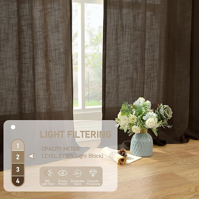 LAMIT 95 inches Long Linen Curtains - Image 5