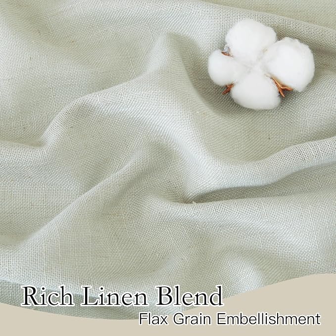 RYB HOME Green Linen Curtains Extra 70 inches Widith, Light Filtering Privacy - Image 2