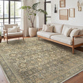 8X10 Area Rugs Machine Washable Rugs for Living Room, Vintage Boho Large Rugs for Bedroom Dining Room, Non Slip Indoor Soft Distressed Lightweight Thin Low Pile Carpet, Brown