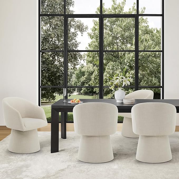 Swivel Dining Chairs Modern Accent Armchair Side Deskchair for Diningroom Vanity Bedroom Livingroom Reading Room,Linen,2 Box