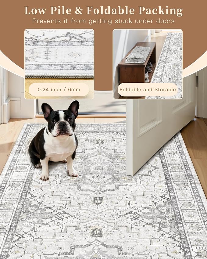 Madane Runner Rug 2x8, Washable Hallway Runner Rugs, Non-Slip Low-Pile Soft - Image 6