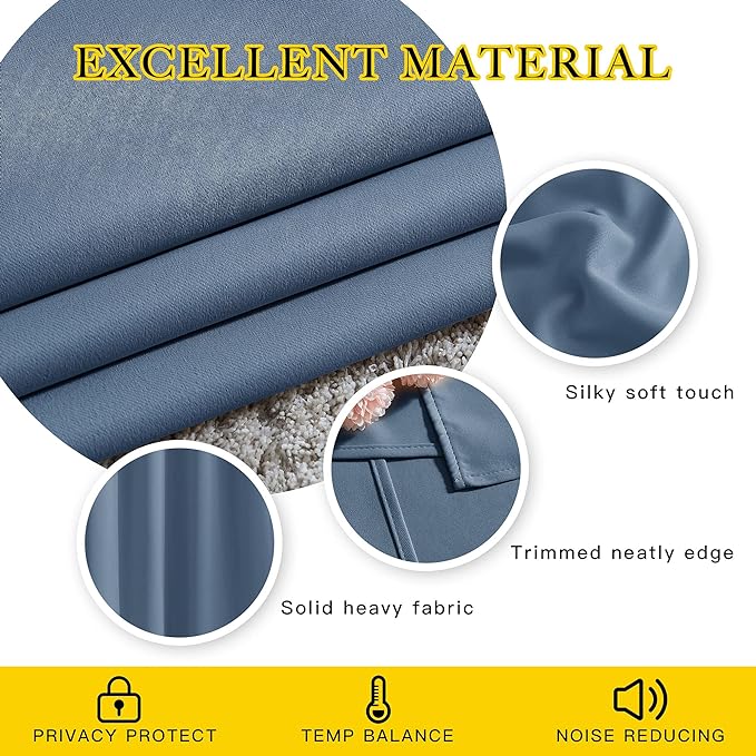 NICETOWN Bedroom Blackout Curtains and Drapes 54" L - Image 4