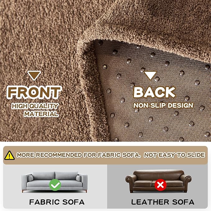 MYSKY HOME Sectional Couch, Covers Couch Cover 2 Cushion Sofa, Couch Covers for Sofa, Dog Couch Protector, L Shape Cover Sofa Slipcovers Washable Furniture Covers for Pets, 71" x 102", Brown