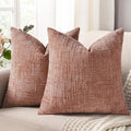 decorUhome Summer Pink Chenille Throw Pillow Covers 18x18 Set of 2 Textured by decorUhome