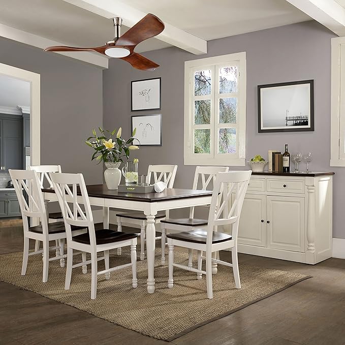 Crosley Furniture Shelby 7-Piece Traditional Dining Table Set for 6, Dinner Tables with Kitchen Chairs, Distressed White