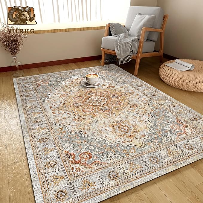 Washable Area Rug 5' x 7' Vintage Traditional Persian Mat - Image 4