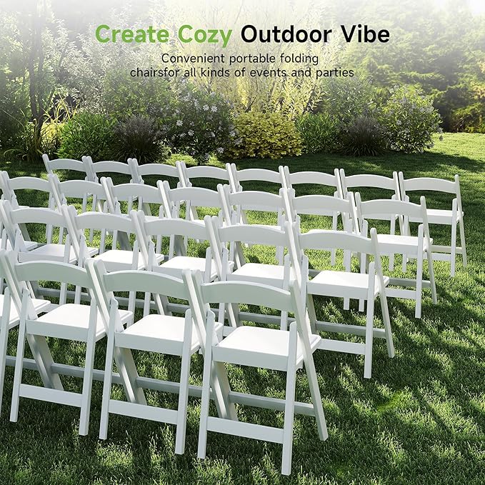 Real Relax White Resin Folding Chairs with Cushion - Comfortable Foldable Plastic Chair - Stackable Chairs with Padded Seats - Indoor/Outdoor Chairs for Events, 600lbs Capacity(60 Pack)
