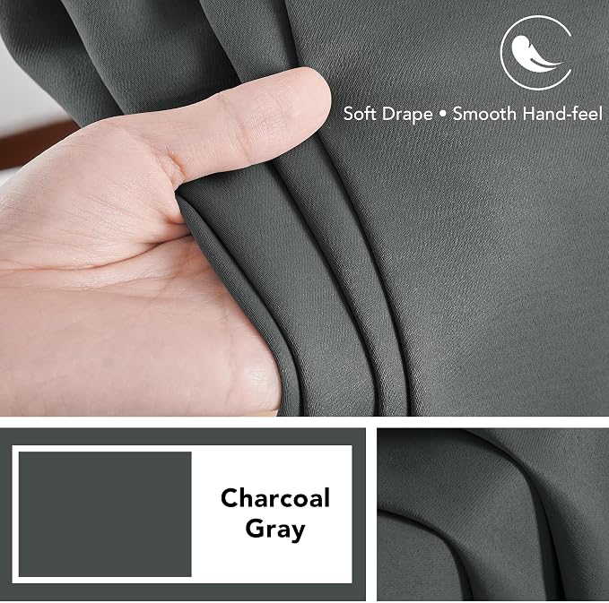 Deconovo Blackout Curtains, Thermal Insulated, W38 x L45 2 Panels, Back Tab - Image 7
