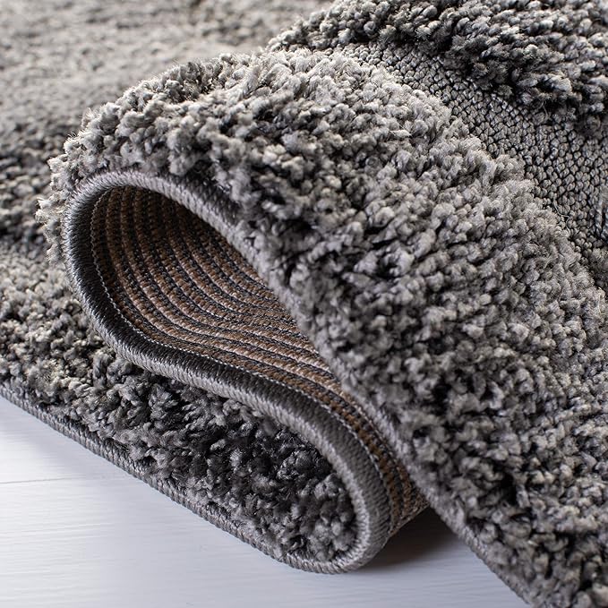SAFAVIEH Florida Shag Collection Area Rug - 6' x 9', Grey, Scroll Design, Non-Shedding & Easy Care, 1.2-inch Thick Ideal for High Traffic Areas in Living Room, Bedroom (SG455-8013)