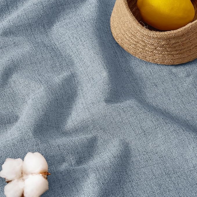 RYB HOME Smoky Blue 100% Blackout Linen Curtains 72 inch Long, Thermal - Image 6