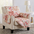 Great Bay Home Reversible Floral Patchwork Furniture Protector Scalloped Edge Stain Resistant Printed Furniture Protector Maribel Collection (Chair, Burgundy/Taupe)