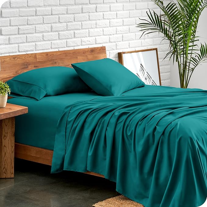 Bare Home King Sheet Set - Luxury 1800 Ultra-Soft Microfiber King Bed Sheets - Double Brushed - Deep Pockets - Easy Fit - 4 Piece Set - Bedding Sheets & Pillowcases (King, Emerald)
