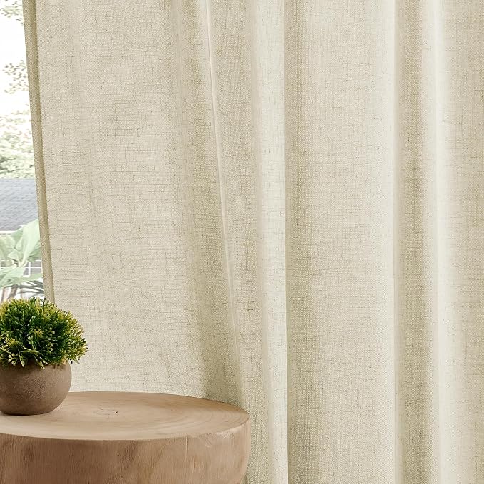 Joydeco Linen Curtains 90 Inch Length 2 Panel Sets, Light Filtering Curtains - Image 5