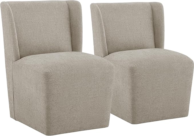 Dining Chairs with Casters Require Assembly Upholstered Wingback Single Sofa Armless Deskchair for Bedroom Waiting Room Kitchen Diningroom