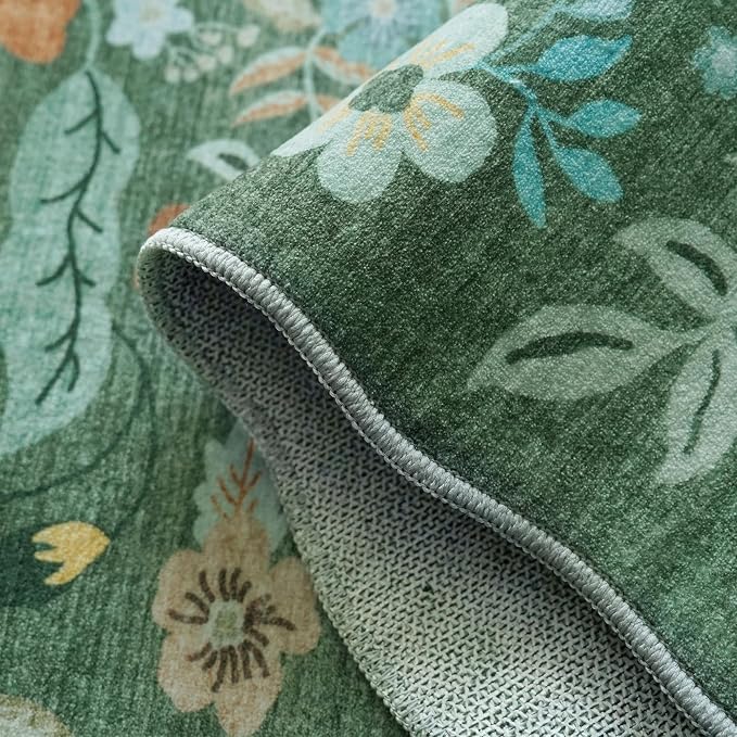 Washable Floral 2x3 Area Rug: Indoor Soft Scalloped Carpet - Image 3